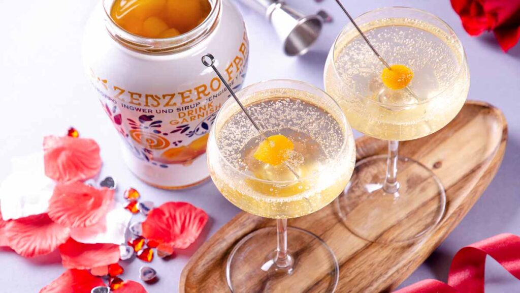 Cocktails avec les bulles de gingembre en sirop de Fabbri