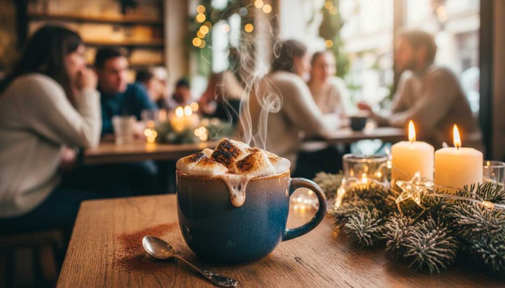 Café marshmallow dans un restaurant parisien chaleureux