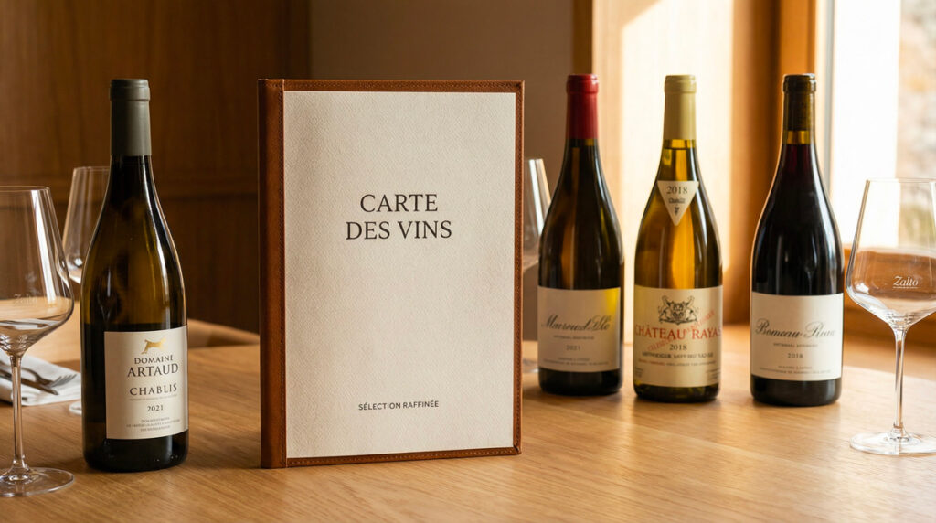 tendance vins Carte des vins minimaliste