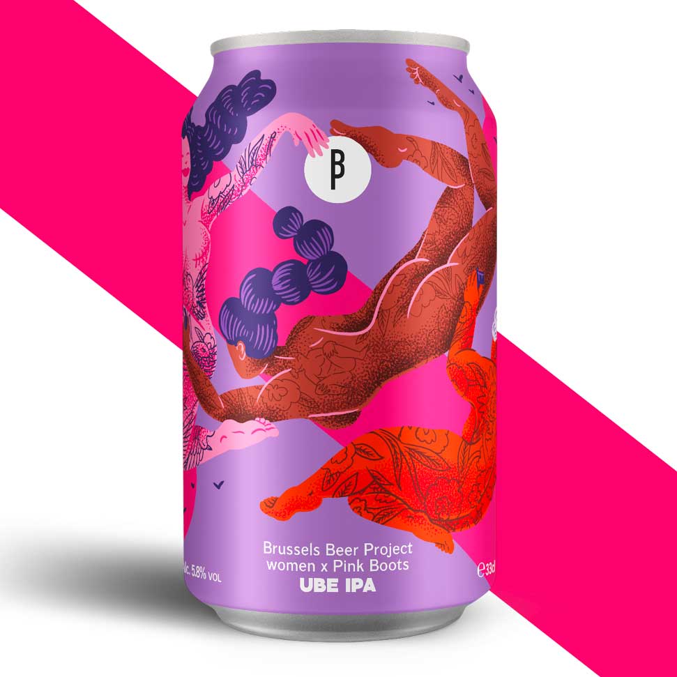 Canette de bière de saison IPA violette distinctive Brussel Ink Ube IPA.