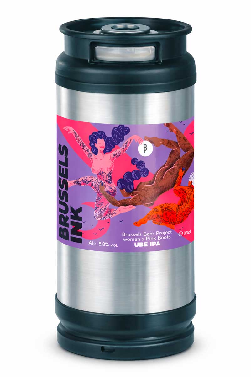 Fut de bière de saison IPA violette distinctive Brussel Ink Ube IPA.