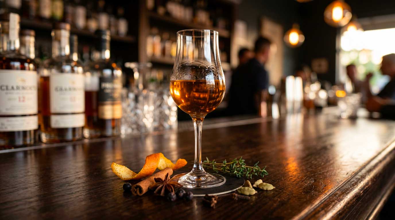 liqueur de plantes servie en digestif dans un bar