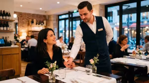 barman servant un verre de rose dans un restaurant parisien Firefly GeminiFlash 1