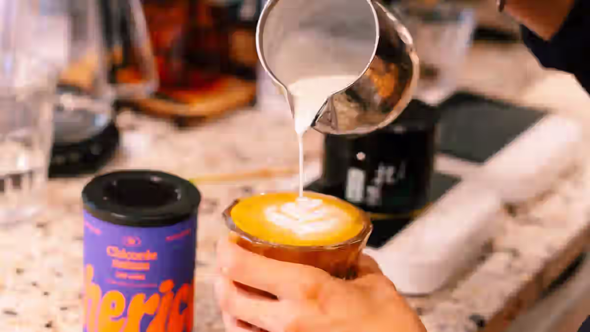 cherico, chicoree pour les pro du chr de paris service d'une tasse de lattee chicoree