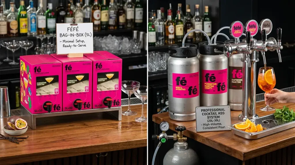 Comparatif cocktails en BIB et cocktails en fût pour bar