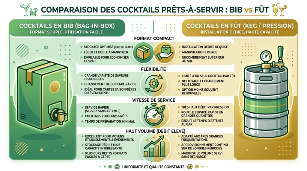 Infographie comparatif cocktails en BIB vs cocktails en fût