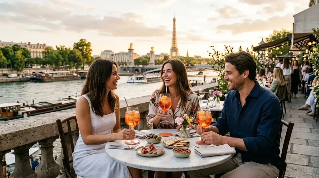 terrasse paris aperitivo seine spritz