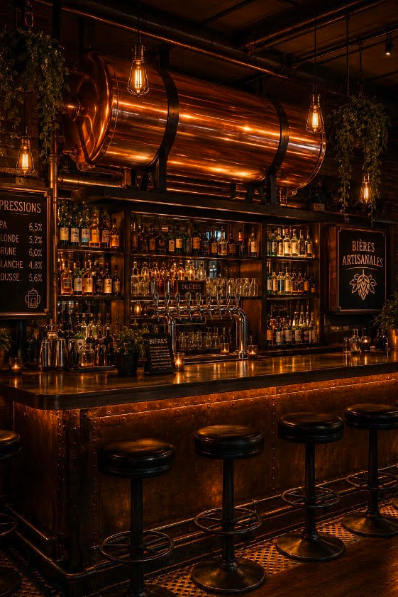 tank à bière déco arrière bar paris