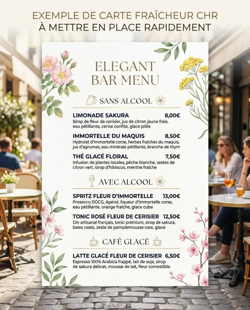 Exemple de carte fraîcheur CHR à mettre en place rapidement - Idée boissons forte chaleur