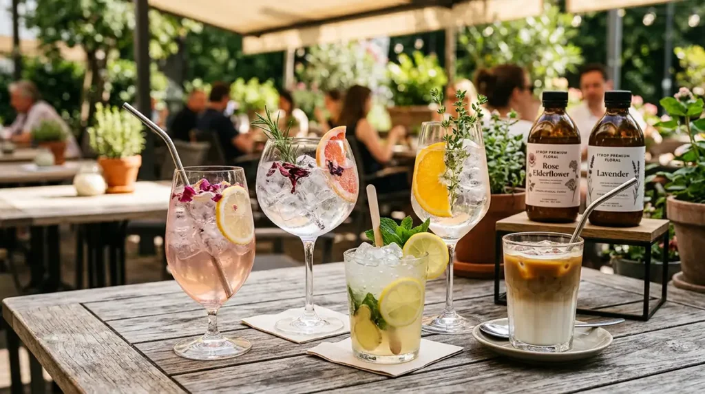 Boissons fraîches de terrasse CHR avec sirops Monin