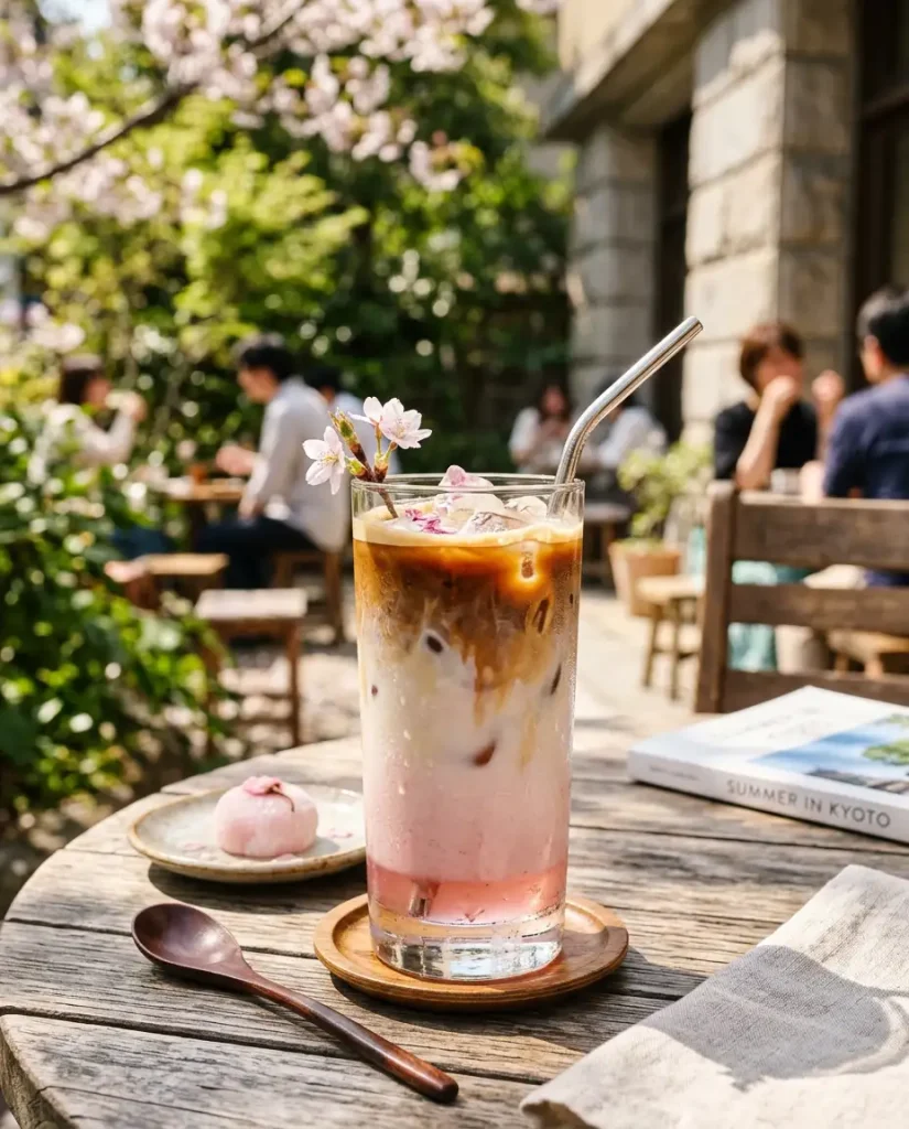 Latte glacé Fleur de Cerisier pour carte fraîcheur CHR - Idée boissons forte chaleur