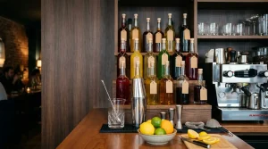 Sélection de sirops pour bar professionnel dans un établissement CHR