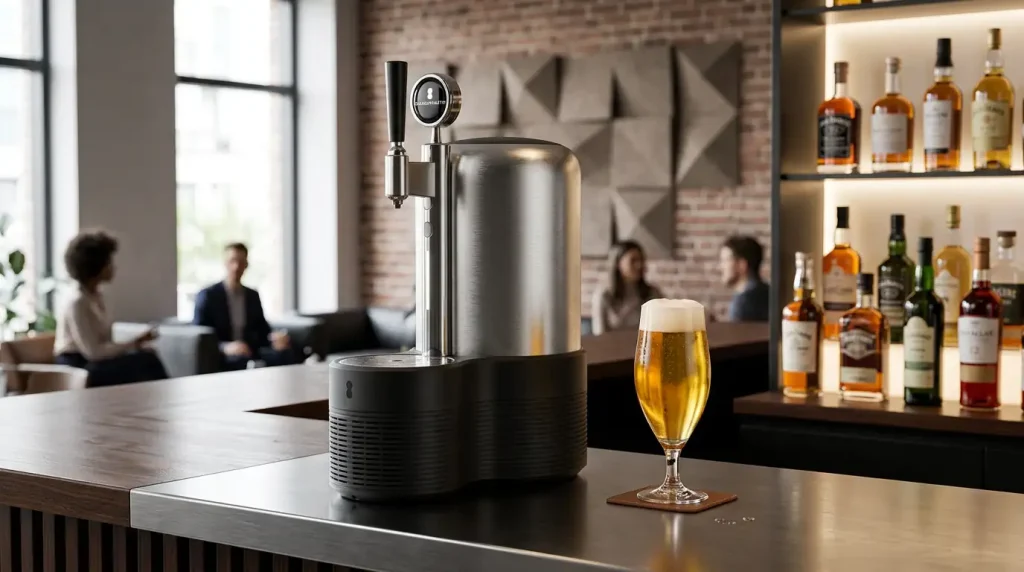 Tireuse à bière professionnelle compacte sur un comptoir de bar